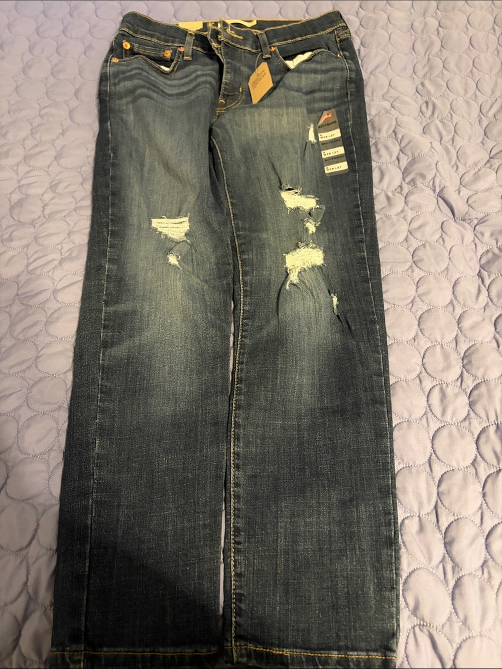 Levi's Dark Blue Distressed Boyfriend Jeans